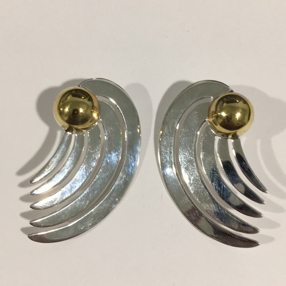 Sterling Silver Women's Feather Design Earrings